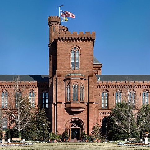 The original Smithsonian Institution building on the National Mall in Washington DC