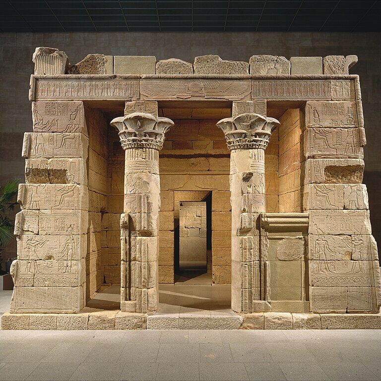 The front of a small Roman-era Egyptian temple