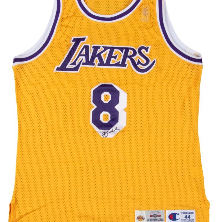 Kobe Bryant rookie laker's jersey, yellow with purple lettering