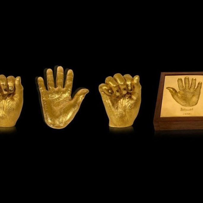Nelson Mandela Gold Hands Sculptures