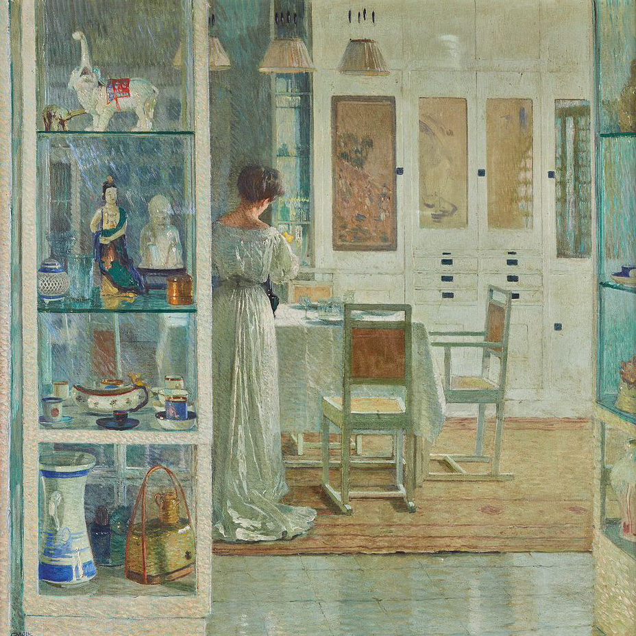 Interior scene with a woman