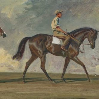 three horse and riders - Alfred Munnings’ The Queen's Horses: 'Corporal', 'Biscuit' and 'Aureole' - British and European Art