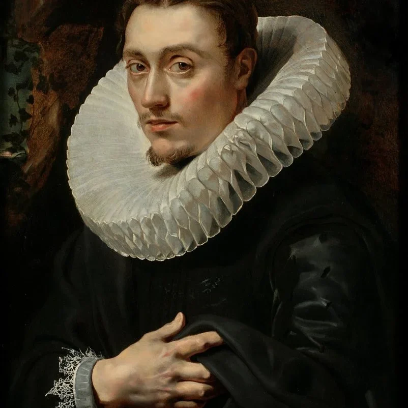 A 17th century portrait of a young man with a large white ruff.