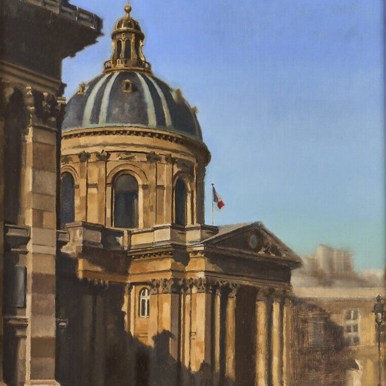 A painting of a large, domed building.