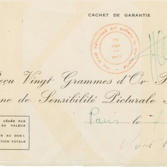 paper receipt from Yves Klein from 1959