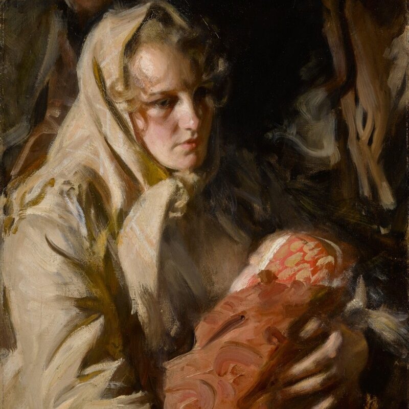 A woman holding a baby - Anders Zorn - Madonna - European & British Art
