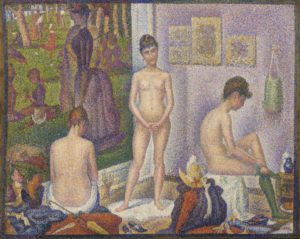 Seurat - a painting of three nude woman in the artist's studio