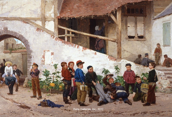 A group of children outside a buildingDescription automatically generated