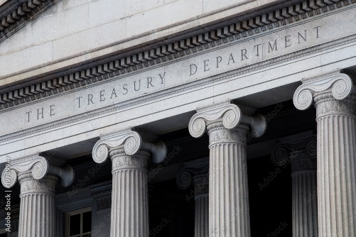 detail of the US Treasury buildingDescription automatically generated